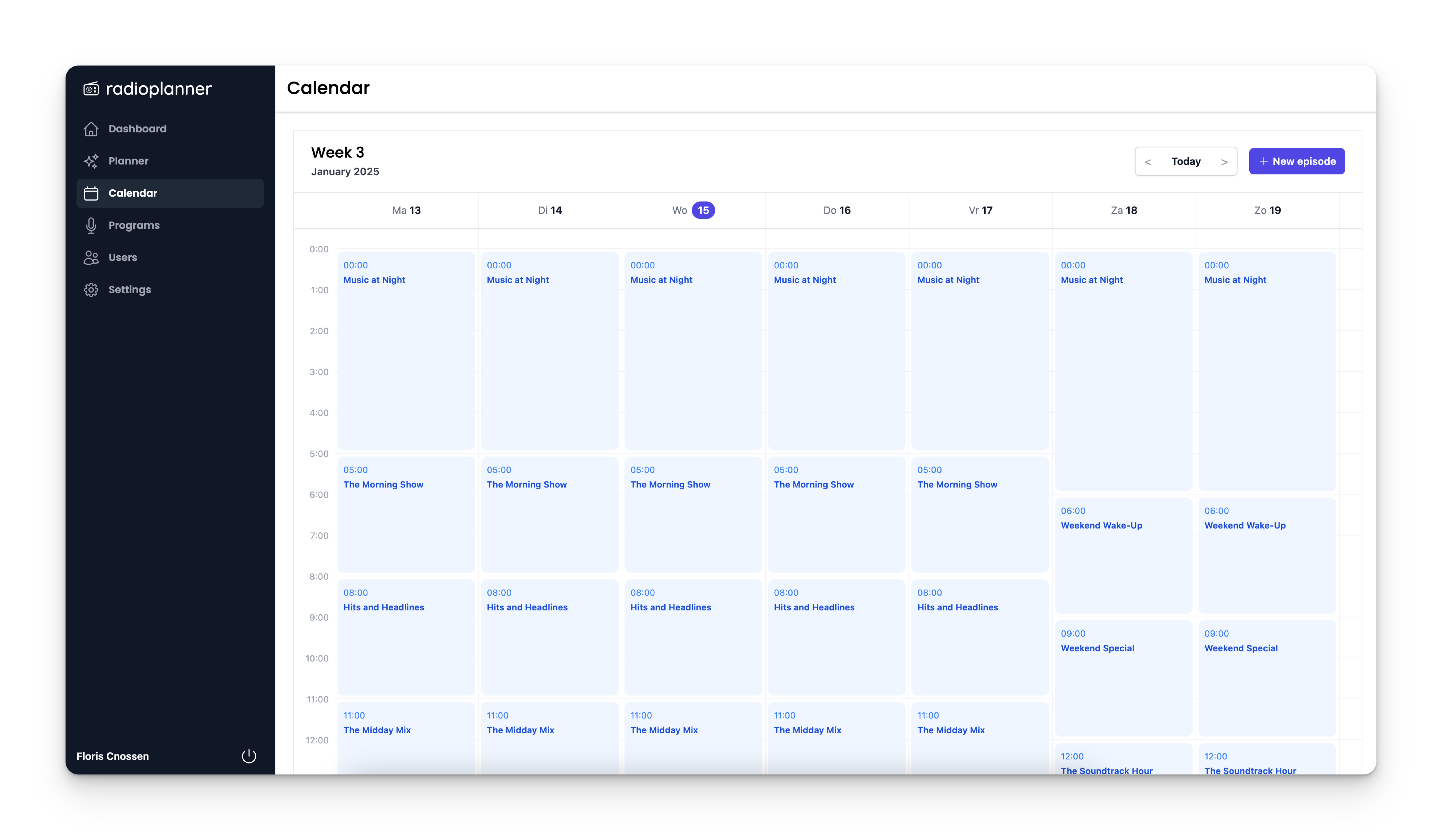 Calendar feature